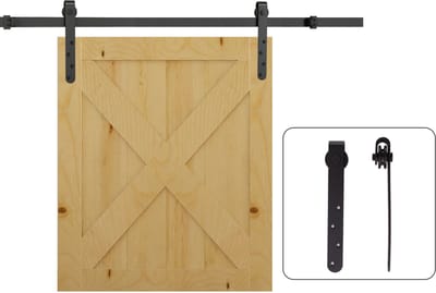 HOMCOM Schuifdeurset Koolstofstaal 180L x 2,5B x 1H cm Zwart