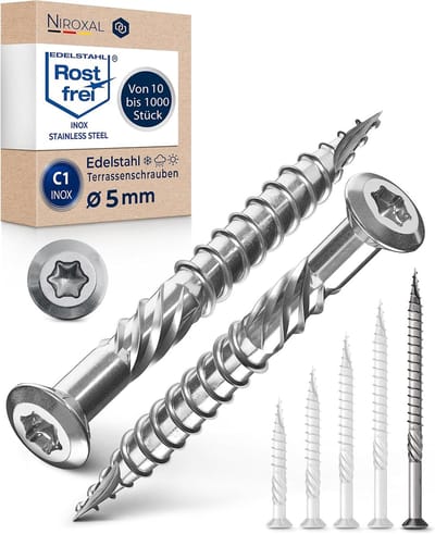 Terrasschroeven Roestvrij Staal - Houtschroeven Vlonderschroeven - Duurzaam Verbindingen Maken - Torx Aandrijving Snij-inkeping - 5x80 mm 800 Stuks