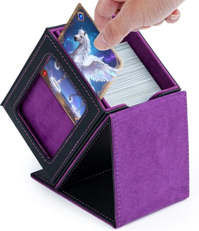 Card Deck Box met weergavevenster voor MTG, Gathering kaartenbox voor 100+ kaarten, PU-leer, sterke magnetische verzamelkaartenbox, compatibel met Magic Commander TCG Toploader kaarten