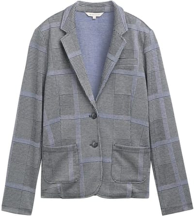 Tom Tailor - Geruite blazer met LENZING™ EcoVero™ - Maat M - navy blue check