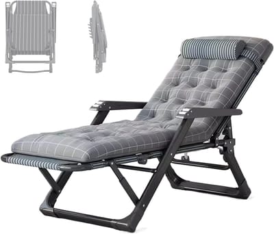 Opklapbed Stoel - Fauteuil Bed - Ontspanning Thuis - 5 Standen Rugleuning - 178 x 52 cm - Grijs