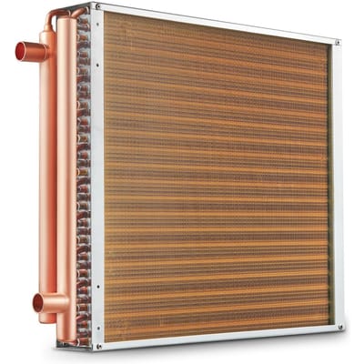 Échangeur de chaleur 20 x 20  Eau vers Air 3 rangées Ports en cuivre 3/8  242 ailettes