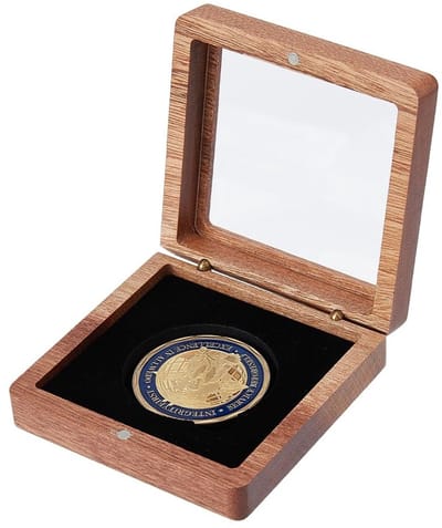 Dailygoods - Houten Opslag Case voor Munten met Clear Top Venster