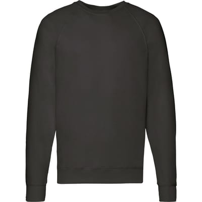 Fruit of the Loom Unisex Lichtgewicht Raglan Sweatshirt voor volwassenen (Zwart)