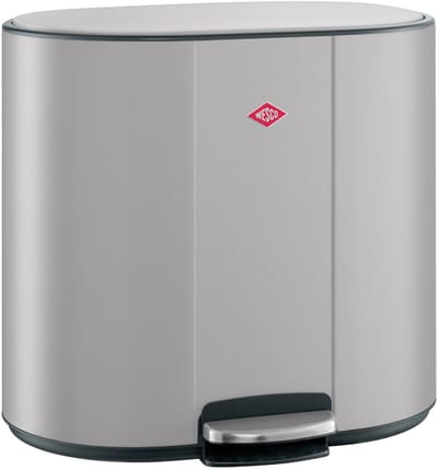 WESCO Multicollector 2 Prullenbak Afvalscheiding (2x25 Liter) | 50 Liter | Metaal - Cool grijs mat | Duo Pedaalemmer met Soft Close en Geurfilter