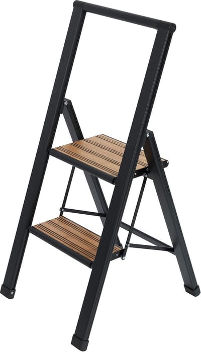 Famanu – Design aluminium vouwladder met 2 treden antislip zwart