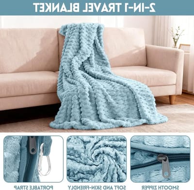 Zachte en Warme Reisdeken met Kussen - Multifunctionele Portable Deken voor Vliegtuig, Kantoor en Thuis - Ideaal voor Comfort tijdens Reizen 50x60 Inch