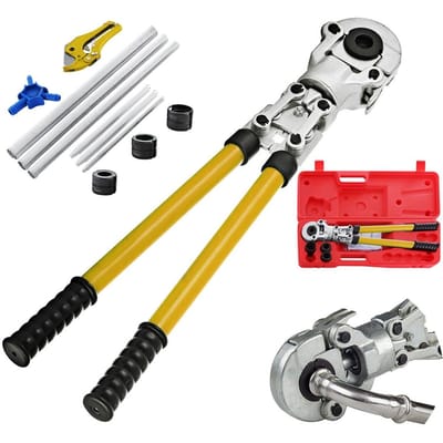 Pinces à sertir pour tuyaux Kit de pressage manuel avec 6 pièces Outil Presseur PEX ?16 - 32 mm pour Tuyaux Composites Pex-Al-Pex Tuyaux Composites Aluminium