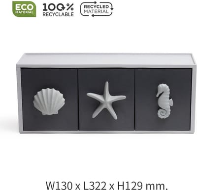 Qualy - Ladekast 1 Rack (3 Lade) “Ocean Drawer Rack (3 Drawers)” W137 × L322 × H129 mm