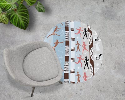 Coloray Vloerbeschermer - Afrikaanse schilderijen Stoel Mat - 100x100 cm - Veelkleurig Vloerbeschermer Harde Vloer - Motif Vloerbeschermer - Mótif Vloerbeschermer - Ronde Mat - Dieren Thema
