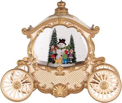 Clayre & Eef Kerstdecoratie met LED-verlichting en muziek 26x11x20 cm / 3xAA Beige Kunststof