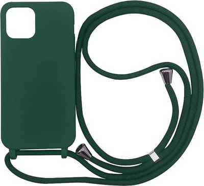 HB Hoesje Geschikt voor Apple iPhone 13 - Groen - Siliconen Back Cover met Koord - Telefoonhoesje met Koord - Crossbody Lanyard Cord Case