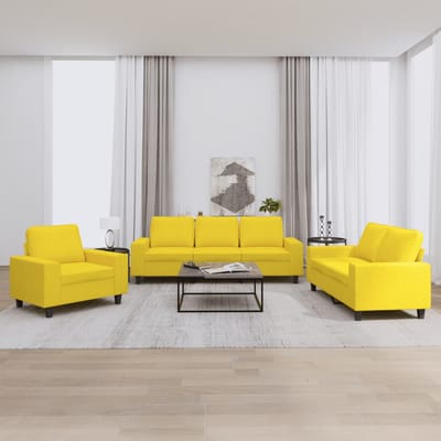 vidaXL - 3-delige - Loungeset - stof - lichtgeel