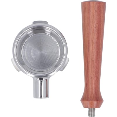 58mm Bodemloze Portafilter Massief Houten Handvat Roestvrijstalen Filtermand Afneembaar 3 Oren Koffie F Jacoranda