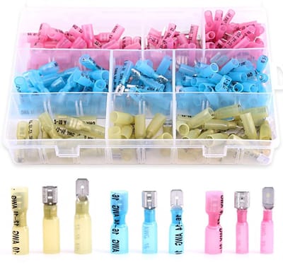 200 Stuks Nylon Warmtekrimp Tubing Assortiment voor Elektrische Verbindingen - Waterdicht en Geïsoleerd Splice Terminals Kit voor Crimpverbindingen