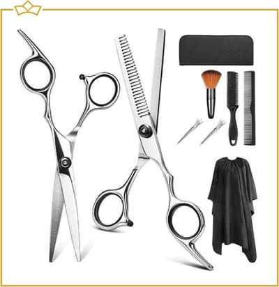 ATTREZZO® Professionele kappersset met etui - 9-delig - inclusief Kappersschaar - Effileerschaar - Snijkam - Kappersmantel - Nekkwast