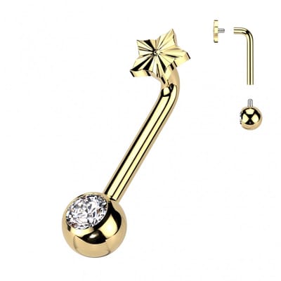 Piercing titanium ster goud - LMPiercings