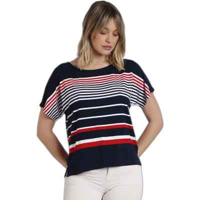 T-shirt Admas T-shirt met slipe mouwen Navy