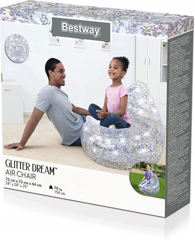 Bestway Glitter Opblaasbare Stoel 72x72x64 cm +3 Jaar Binnen en Tuin 75105