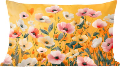 Sierkussens - Kussentjes Woonkamer - 60x40 cm - Bloemen - Veld - Geel