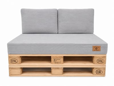 Palettenset Kussens Grijs 120x80 cm met 2 Rugkussens 60x40 cm – Corduroy Palletkussens voor Tuin, Balkon en Terras