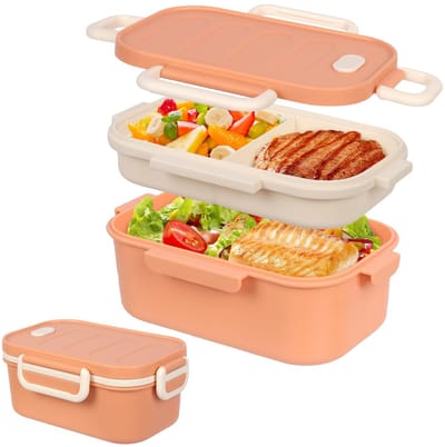 Dailygoods- Lunchbox 1000 ml - Lekvrije Broodtrommel - 2-laags Ontbijtbox - Bentobox voor Kantoor - Geschikt voor Werk/Picknick - Antislip Onderzijde