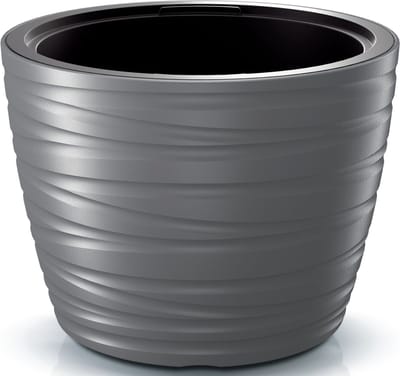 Prosperplast Plantenpot/bloempot Amazing - buiten/binnen - kunststof - steengrijs - D47 x H35 cm - met binnenpot