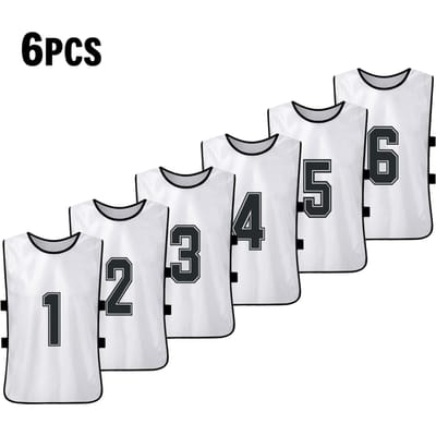 6 STUKS Volwassenen Voetbal Hesjes Sneldrogend Voetbal Team Shirts Jeugd Sport Scrimmage Voetbalteam 6pcs For Adults wit