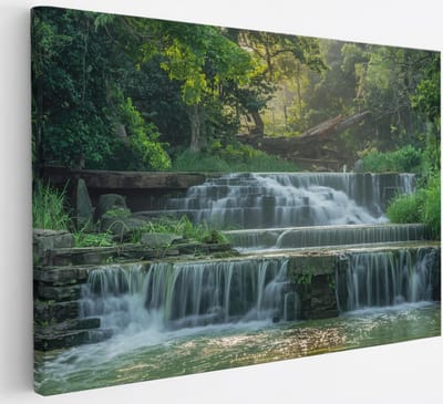 Saammp Canvas Schilderij - Kleine Waterval - Landschap - Natuur - 30x20 - Foto op canvas - Wanddecoratie - Muurdecoratie Woonkamer - Slaapkamer decoratie - Canvas Print