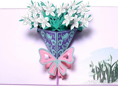 3D Bloemenkaart Boeket Gardenia Geheime liefde liefdekaart felicitatie pop-up wenskaart