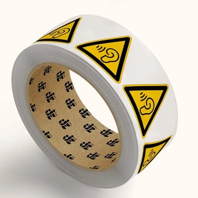 Hoge geluidsbelasting waarschuwingsstickers op rol - W087 | 15 cm - 159 stickers per rol