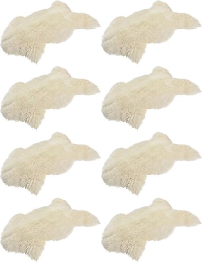 Schapenvacht Natuurlijk Wit/Creme (80-95cm) - set van 8 vachten