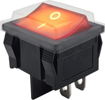 ProRide Wipschakelaar ON-OFF KCD5-202 - met Beschermkapje - 2 Polig - 250V/6A - Rood met controlelampje