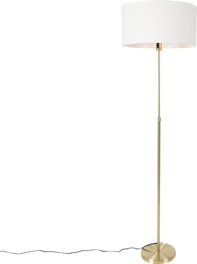 QAZQA parte stof - Design Vloerlamp | Staande Lamp met kap - 1 lichts - H 173 cm - Goud/messing - Woonkamer | Slaapkamer | Keuken
