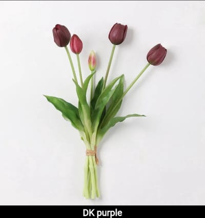Real Touch Tulips - Paars - Real Touch Tulpen Purple - Tulpen - Kunstbloemen - Kunst Tulpen - Kunst Boeket - Tulp - 40 CM - Bos Bloemen - Latex Bloem - Bruiloft