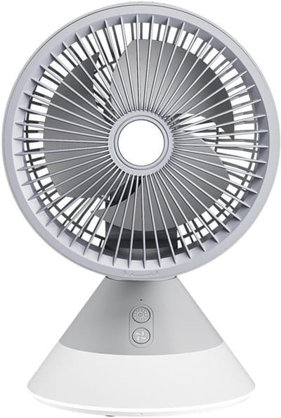 Draagbare bureauventilator - Oplaadbaar - Werkt op een 4000mAh batterij - Drie ventilatorsnelheden - Met LED-verlichting - 90° verticaal en 90° oscillerend - Geschikt voor thuis en op kantoor - Wit