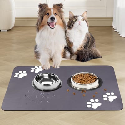 Antislip Voer- en Watermat voor Honden en Katten, 60 x 40 cm, Absorberend en Sneldrogend, Ideaal voor Voeding en Drinken
