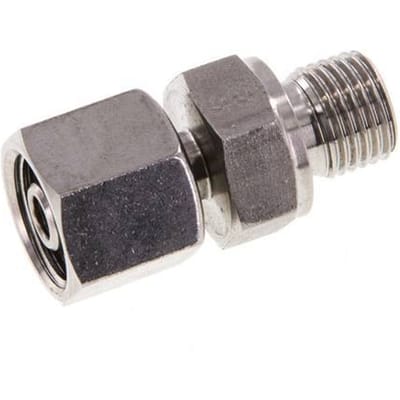 8S & G1/4'' RVS Rechte Draaidoorvoer Buitendraad 630bar FKM Verstelbaar ISO 8434-1