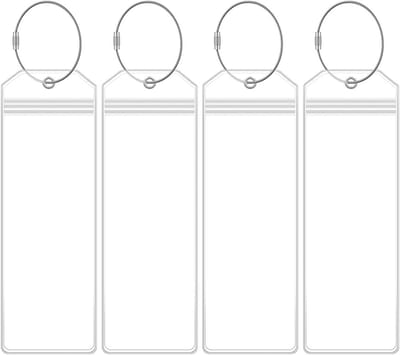 Set van 4 waterdichte bagagelabelhouders, duurzame kunststof labels met stalen lussen voor cruises in 2024, 2025 en 2026