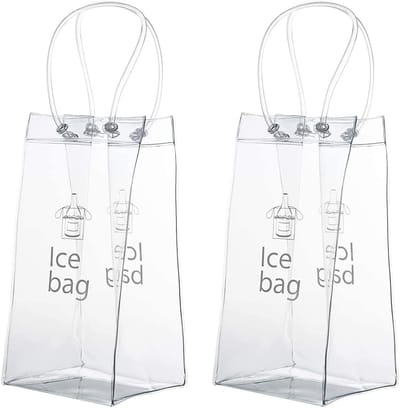 SnelShoppen - Wine Ice Bag Cooler 2Pcs - Lekvrije Flessentas voor Champagne en Dranken - PVC met Handvat - Perfect voor Feestjes, Camping en Buitenact