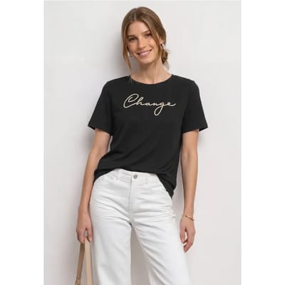 Shirt met ronde hals en Wording Artwork