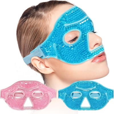 Herbruikbare oogmaskers voor koud- en warmtherapie, half-gezichtscompressen tegen migraine, stress en gezwollen ogen, kalmerend en ontspannend, 2 stuks
