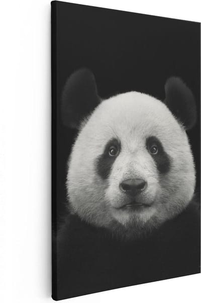 Artaza Canvas Schilderij Dierenkop Panda - 20x30 cm - Klein - Muurdecoratie Woonkamer - Wanddecoratie Dierenhoofd - Kamer Accessoires
