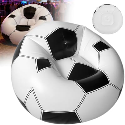 Opblaasbank - Opblaas Bank - Voetbalbank Zitzak - Ontspannen Zitten - Voetbalthema - PVC - Zwart Wit