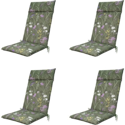 Madison - Tuinstoelkussen Hoge Rug Donna green canvas eco+ - Ca. 120x50 cm - Set van 4