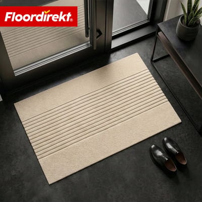 Floordirekt Droogloopmat Circa - Wasbare Schoonloopmat - Deurmat voor Binnen & Buiten - Beige Strepen - 40 x 60 cm - Antislip TPE-achterzijde - Hoogwaardig & Duurzaam - Moderne Patronen - Verkrijgbaar in Verschillende Maten & Kleuren