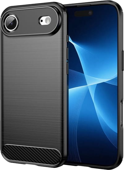 YPCd Hoesje Geschikt voor Apple iPhone Air – Shockproof TPU Backcover met Carbon Look – Verhoogde Randen – Camera & Scherm Bescherming – Zwart