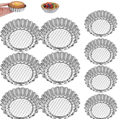 10 stuks- Vormpjes voor eiertaartjes - Aluminium Taartvormpjes - Mini Cakevormpjes - eiertaartpannen - bloemvormige taartvormpjes - geschikt voor eiertaartjes, cheesecakes en desserts