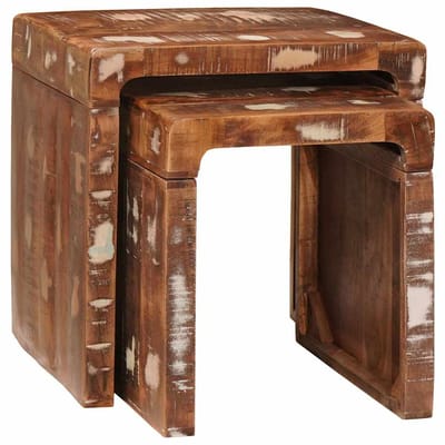 vidaXL - Nesttafels - 2 - st - Bruin - 46 - x - 40 - x - 46 - cm - Massief - Gerecycleerd - Hout