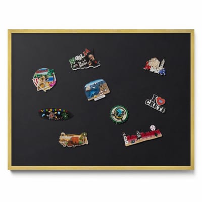 Tulup Magneetbord met Gouden Frame - Zwart Magnetisch Bord in Verschillende Kleuren - 80 cm x 60 cm - Zwarte kleur - Magnetisch Bord Kindvriendelijk - Memobord Magnetisch - Magnetisch Bord Rechthoekig